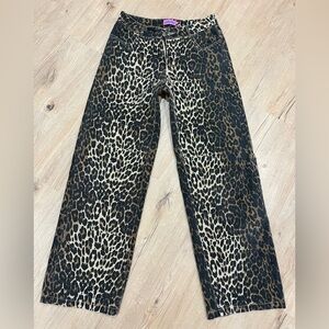 Edikted Leopard Print Jeans - Small